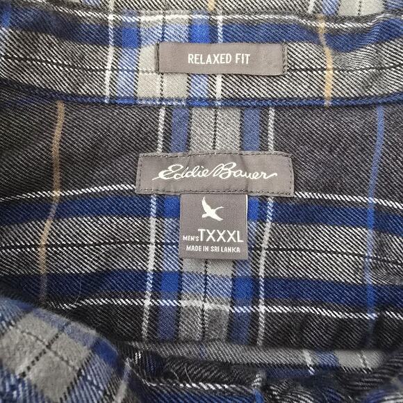 Bundle 2 Eddie Bauer Men's Button-Down Long Sleeve Plaid Flannel Size TXXXL Pack - Picture 6 of 15